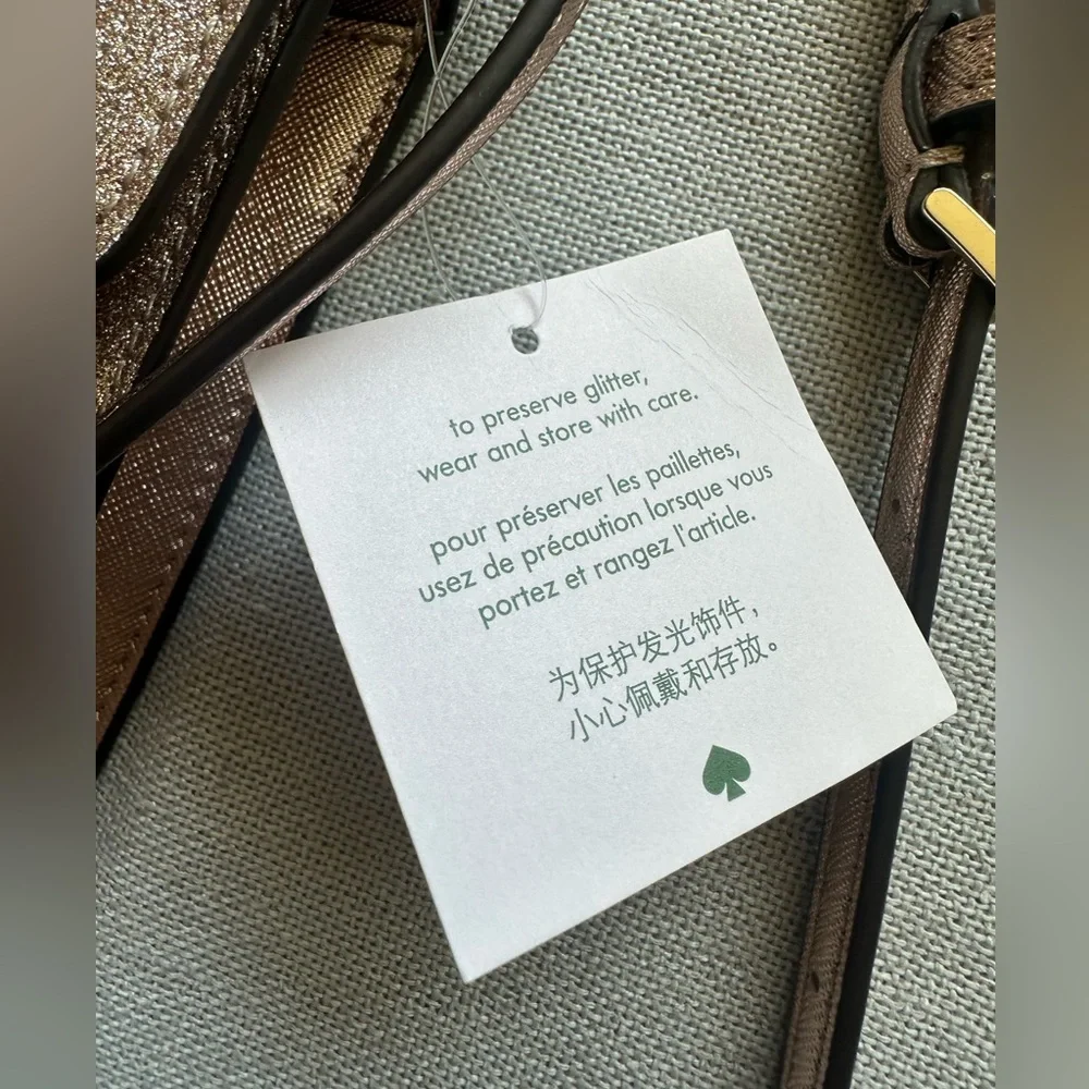 Kate Spade Tinsel Flap Rose Gold Crossbody Purse - Picture 8 of 11